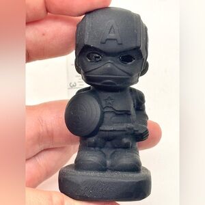 Carved Shungite Captain America Figurine 3 Inch Marvel Inspired Crystal Statue